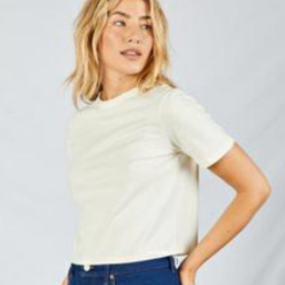 Etica Denim Zoe Cropped Tee in Cream